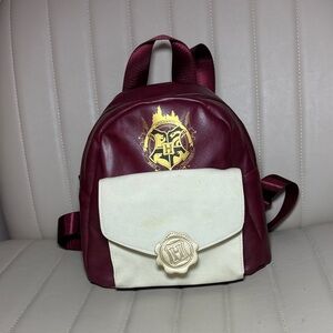 Harry Potter Bookbag Burgundy and Cream Mini Backpack with Crest Accent
